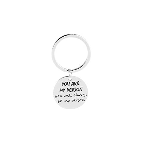 Ayoiow Keyring Car Engraving Round Engraving You Are My Person. Key Ring Silver Stainless Steel Car Cover