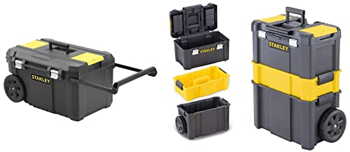 Stanley STST1-80150 Vasca Porta Utensili con Ruote, 50 L & STST1-80151 Carrello porta utensili 3 in 1