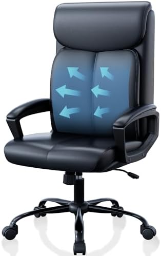Yaheetech Bürostuhl Ergonomisch – Hohe Rückenlehne, Wippfunktion, Bis 136 Kg, Weiß