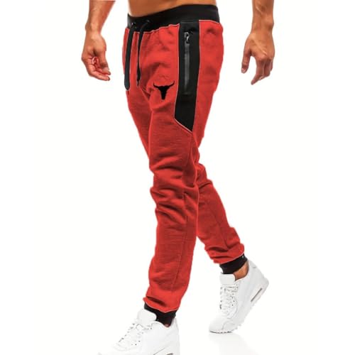 3 Pack Sweatpants for Men Elastic Waist Jogger Pants Casual Stitching Contrast Color Trousers Comfy Relaxed 3PC-3