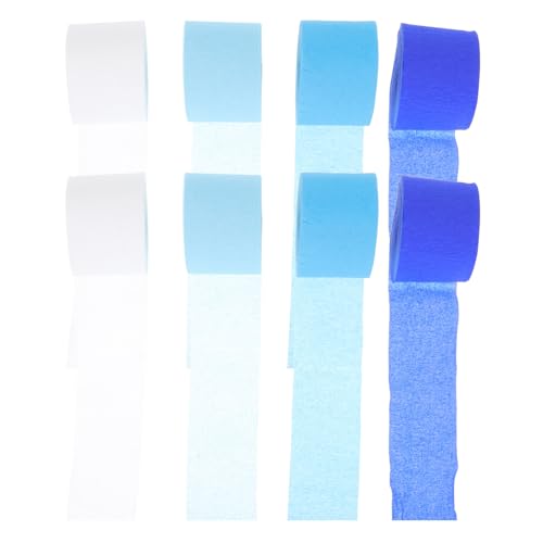 Angoily Rouleau de 8 Serpentins en Papier Crépon Bleu pour Décoration de Fête d'anniversaire, Papier Crépon Décoratif Résistant, Fournitures de Décoration Festive Polyvalentes