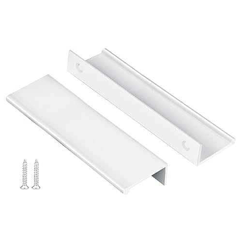 Image of Peaha 10 Pack Kitchen Cabinet Handles 5-1 /16 inch White Drawer Pulls Edge Pulls | White Cabinet Pulls Dresser Drawer Handles Modern Hidden Aluminum Alloy Closet Bedroom, Easy to Install