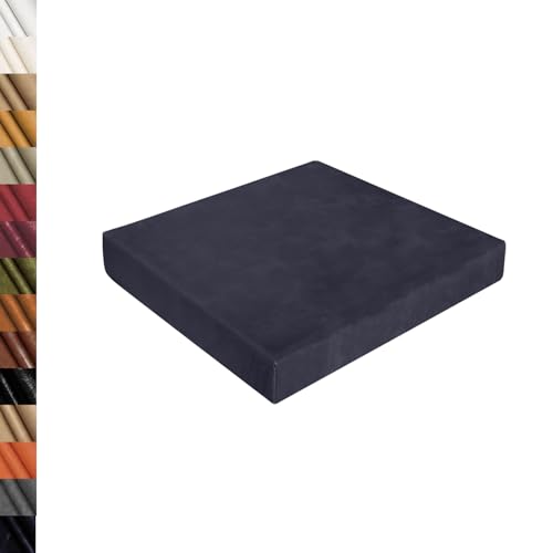 Cojín de asiento cuadrado antideslizante de 50 x 50 x 10 cm, cojín impermeable de cuero encerado al aceite para silla de comedor, jardín, cocina, oficina, patio, color azul marino #61