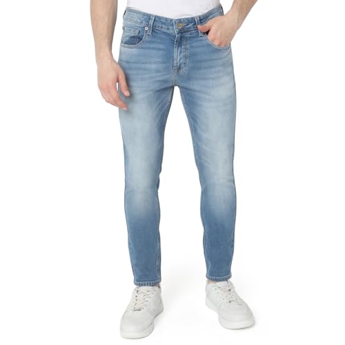 Image of Spykar Men's Kano Slim Fit Mid-Rise Jeans (Ankle Length)