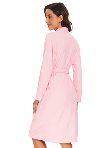 Image of Vislivin Womens Lightweight Bathrobe Soft Kimono Robes Terry Cloth Bathrobe Knee Length Bath Gown