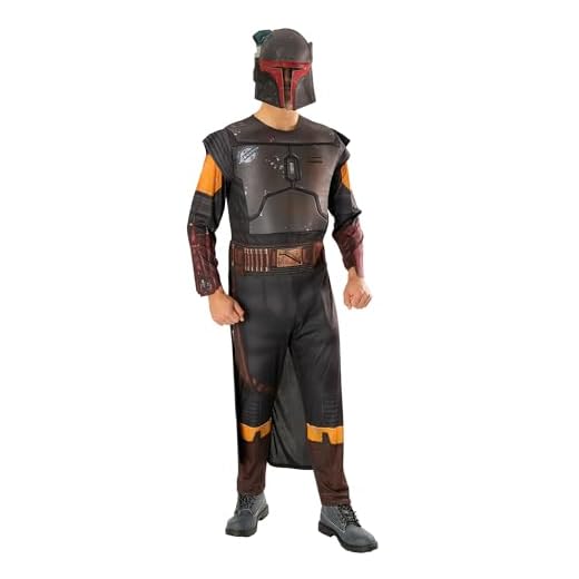 Rubies Disfraz Boba Fett Deluxe para hombre, Jumpsuit impreso con secciones 3D, capa adjunta y máscara. Oficial Star Wars, para Carnaval, Navidad, Cumpleaños, Fiestas y Halloween.