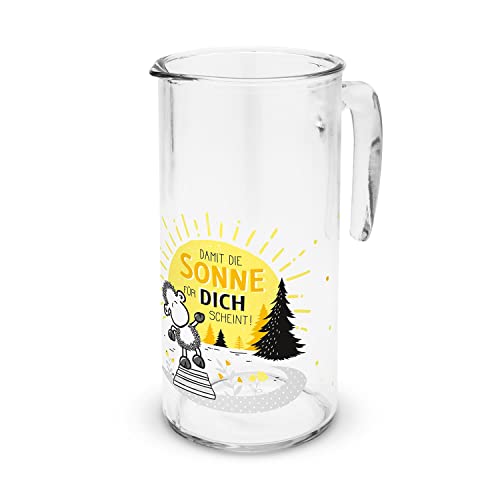 Sheepworld Karaffe mit Motiv Sonne | Glaskaraffe, Höhe 20 cm, 110 cl, Gelb | Tischdeko, Geschenk, Geburstag | 47697