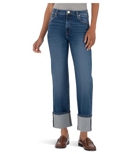 KUT from the Kloth Womens Sienna High-Rise Straight Leg-roll Up 5