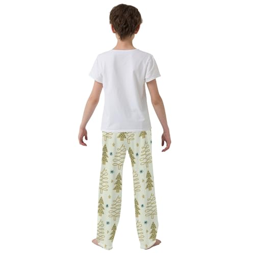 Boys' Pants Christmas Tree Doodle Winter Green Long Bottoms Jogger Pants Elastic Waist Trousers with Pockets S-XL3
