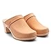 Sandgrens Handmade Swedish Wood Clogs for Women, High Rise Mule US 9-9.5 | Maya Ecru Veg Tan LT, EU 40