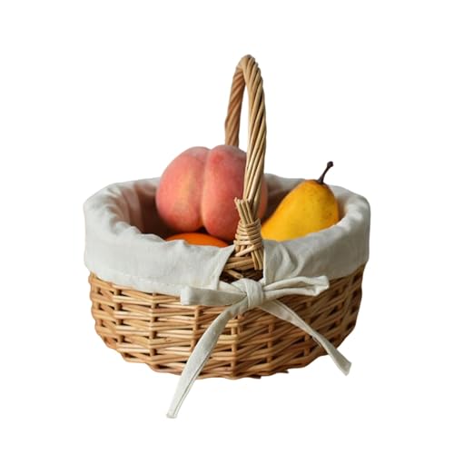 Panier Tissé De Pâques Avec Poignée | Petit Panier En Osier Tissé À La Main | Panier De Rangement De Saules Avec Doublure En Tissu | Pâques Décoratifs De Pâques Pour Les Œufs De Pâques Et Les Bonbons
