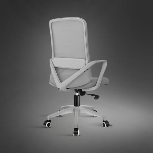 Image of Kepler Brooks Vibe Office Chair for Work | 3-Year Warranty | Ergonomic Office Chair, Study Chair for Home, Foam Padded Lumbar, Centre Tilt Lock Mechanism, Heavy Duty Nylon Base (Grey)