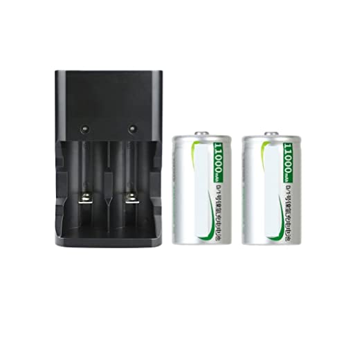 Juego de baterías Recargables n. ° 1, Calentador de Agua de 10000 MAh, Estufa de Gas, Tipo D Grande, 1 Carga, 2 Potencia (Color : 11000mAh, Size : Two)