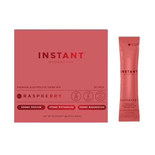 Image of Instant Hydration Electrolytes Powder Packets - Raspberry Electrolyte Drink Mix - Zero Sugar - Keto, Vegan, Gluten-Free, Non-GMO - Boost Recovery, Brain Health, Muscle & Tissue Support- 30 Sticks