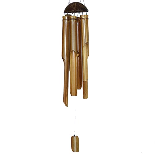Simandra Windspiel Klangspiel Bambus Deko Mobile Klangröhren Klang-Spiel Entspannung Garten Türglocke Feng Shui 75/30 cm