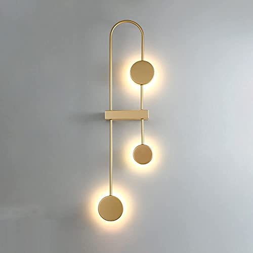 Aplique de Pared Led de Metal, Lámpara de Pared Moderna, Pantalla Acrílica, 18 W, Color Dorado, Ideal para Sala de Estar, Dormitorio, Mesita de Noche, Restaurante, Pasillo, Iluminación Interior (Izqui