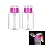 2pcs Nail Polish Remover Pump Dispenser 180 ML Push Down Cleanser Bottle Travel Empty Liquid Container