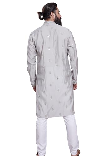 Image of DIVISIVE Men's Embroidered Cotton Silk Blend Only Slim Fit Kurta