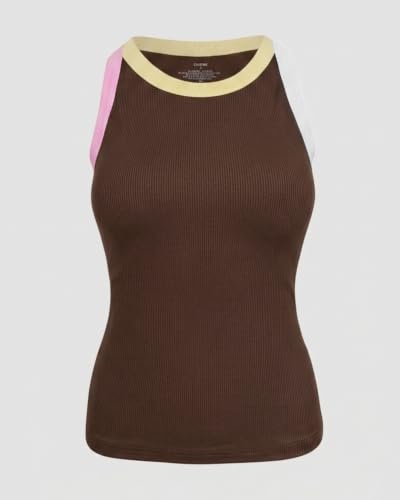 Image of CHICME Womens Sleeveless Ribbed Built in Bra Tank Tops