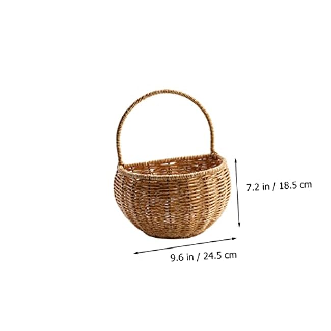 BESTYASH Rustic Rattan Egg Storage Basket Wall Mounted Kitchen Organizer for Household Sundries Fresh Pastoral Style Container Odor Plastic Liner Neat Daily Necessities Holder