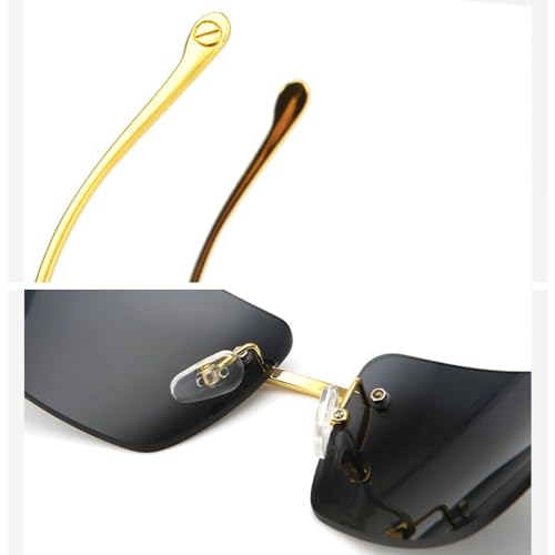 Lunettes de soleil rectangulaires sans monture légères anti éblouissement UV400 - 3