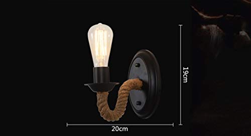 Lámpara de pared LED retro europea con cuerda de cáñamo natural 4