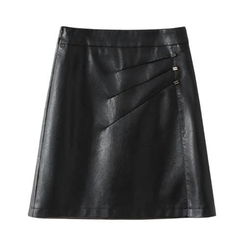 Dvbfufv Women's Fashion Zipper Patchwork Casual Leather Skirt Spring Winter