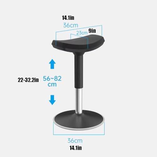 Image of Wobble Stool Standing Desk Stool Adjustable Height Office Chair Adult Wobble Stool Swivels Working Seat For Classroom Bedroom(Black)