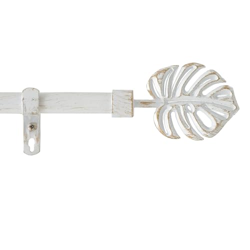TIENDA EURASIA - Barra Cortinas Extensible, Barras de Cortinas Decorativas, Barra Extensible de Metal con 2 Terminales, Soportes y Tornillos (Blanco-Oro, 120-210 cm)