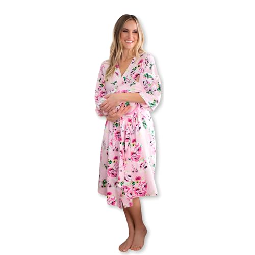 Image of Baby Be Mine Maternity Robe & Swaddle Set – Mommy and Me Hospital Outfits, Labor Delivery Gown, Matching Newborn Hospital Set