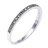 NOVICA Artisan Handmade .925 Sterling Silver Marcasite Band Ring from Thailand Grey [band Width 2 mm W] 'Glistening Road'