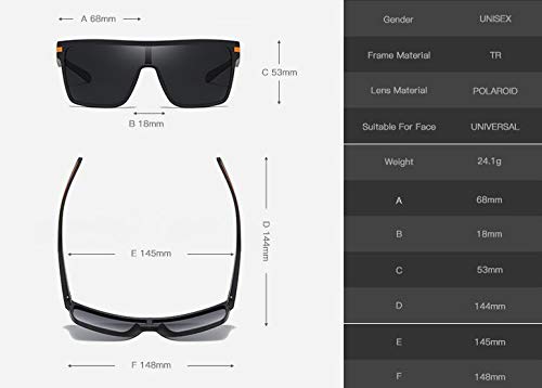 TR90 Sunglasses Personality Big Frame Sunglasses Men TAC1.1 Trend Driving Polarized Sunglasses (Gray & red)2