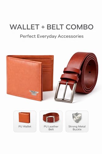 Image of Wallet Belt Combo | Bi-Fold with Multiple Card Slots | PU Material | PU Leather Belt | Gift Set