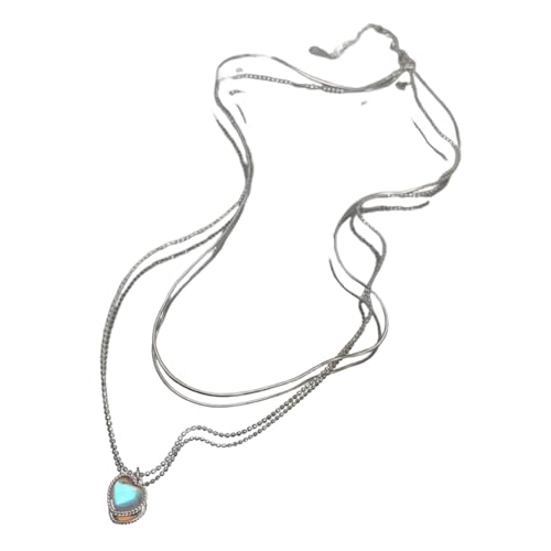 Collier double couche cœur en argent pour femme, bijoux tendance et élégants style coréen