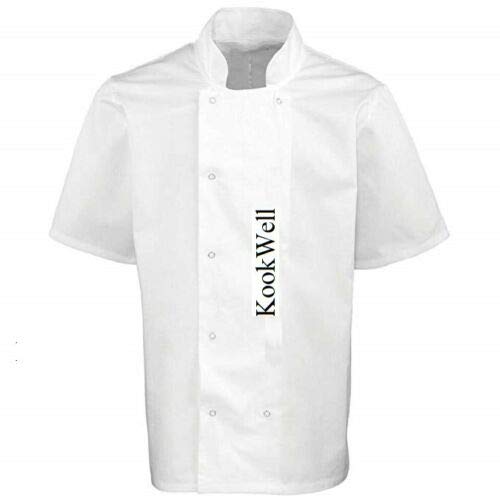 raxterChef Apparel Unisex Short Sleeve Chef Jacket Black & White with Visible Button
