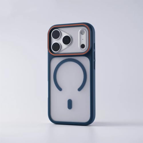 Coque iPhone 15 Plus aimantée finition mate givrée premium avec contour photo bleu