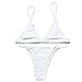 RELTANGL Women's Bikini Halter Top Tie Side Bottom Swimwear Bikini Set, White, Small, 2 Piece