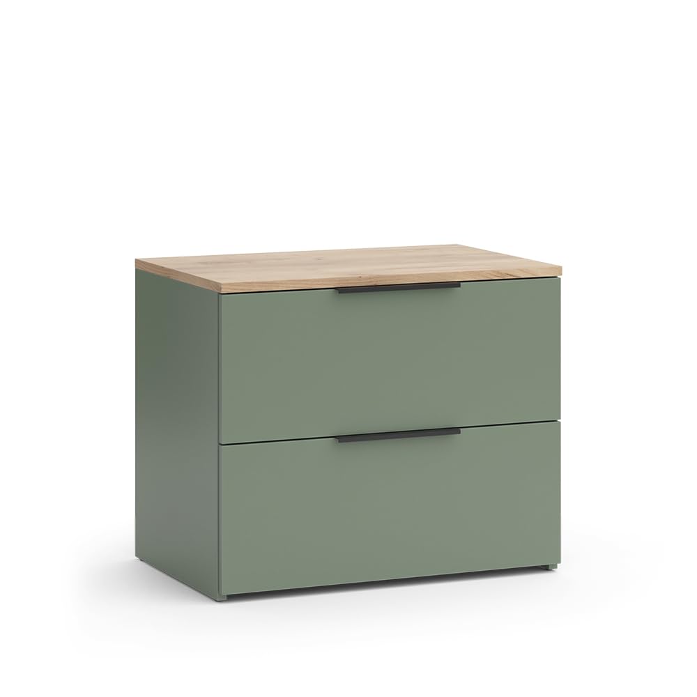 Vicco Cassettiera per camera da letto Wido, Verde, 60 x 50 cm con 2 cassetti, per riporre abiti e oggetti di uso quotidiano