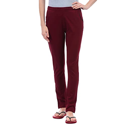 Image of Sweet Dreams Women Solid Cotton Rich Trackpants-Maroon