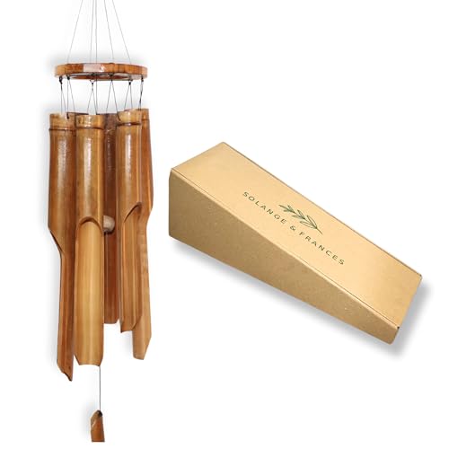 Solange & Frances Bamboo Wind Chimes for Outside, Wooden Windchimes, Home Decor Gifts for Women Who Have Everything, Wood Wind Chime, Gift idea for mom, Patio Decor, Gifts for mom