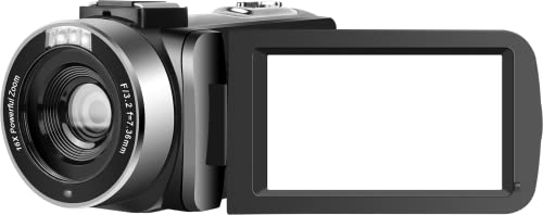 Camcorder 64MP 6K Video Camera 18X Digital Zoom IR Night Vision 4.0 Inch Touch Screen Vlogging Camera for YouTube, WiFi Camcorder with 4500mAh Battery, 64GB SD Card, Stabilizer and Remote Control