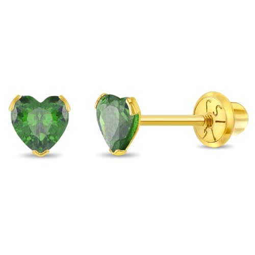 Pendientes de corazón en oro de 14 quilates para el día a día de las niñas