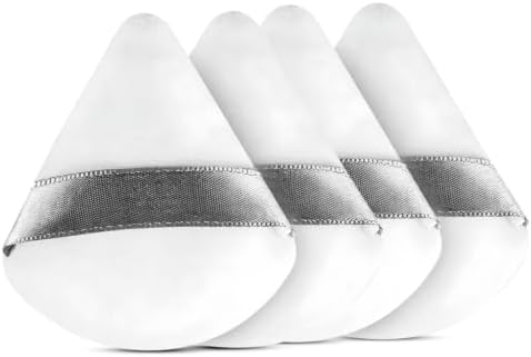 Gleva 4 Pcs Powder Puff Soft Face Makeup Sponge, Loose powder Foundation Blending Sponges Set, Beauty Makeup Blender, Contouring, Wedge Triangle Shape Wet & Dry Tool Washable Reusable (White)