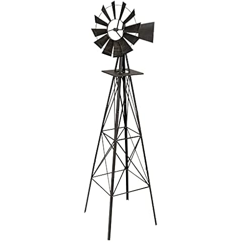 Maxstore STILISTA® Gigantisches Windrad im US-Style aus Stahl, Höhe 245cm, Rotor 55cm, kugelgelagert, in vers. Farben Cover