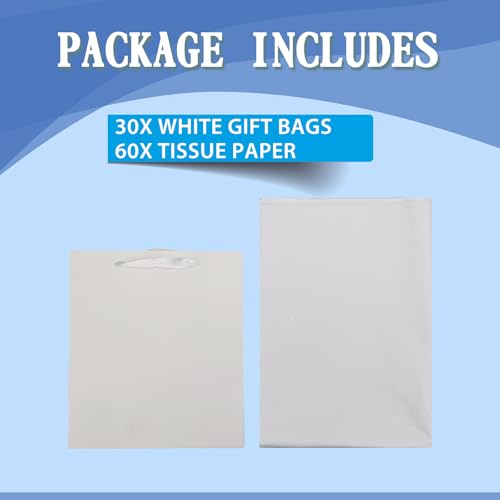 Sacs cadeaux blancs Papertide lot de 30 grand format en papier kraft