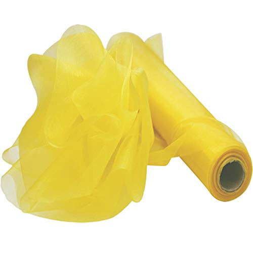 Time to Sparkle 2PCS 26M x 29cm Sheer Organza Roll Sash Fabric Table Runner Sashes Chair Cover Bows Swags Wedding Party (Yellow Gold) - Image 2