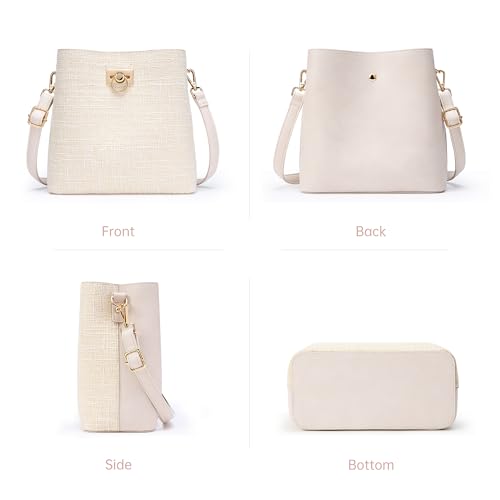 KALIDI FANCY FOREST Kleine Umhängetasche Damen, Leder Crossbody Bag Damen, Stylische Handtasche mit Verstellbarem Gurt,Beige