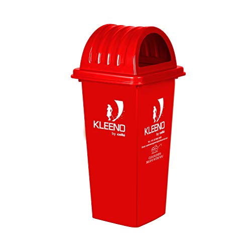 Image of Cello Kleeno Dome Lid Plastic Garbage Dustbin Bucket 110 Ltr - Red - Manual-Lift