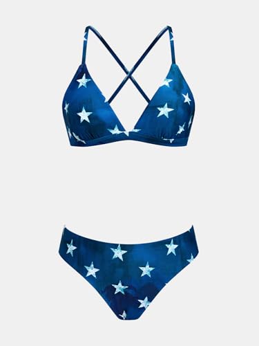 Image of CUPSHE Bikini Set for Women Two Piece Swimsuits V Neck Low Rise Crisscross Back Self Tie Spaghetti Straps