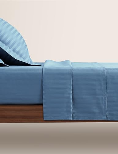 Image of Symbol Premium 100% Pure Cotton Soft Bedsheet for Double Bed - King Size (108x108 inches) with 2 Pillow Covers (27x17 inches) | 300 Threadcount
